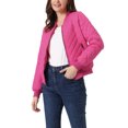 thumbnail image 4 of INSPIRE CHIC Women's Stand Collar Zip Up Raglan Sleeves Bomber Quilted Jacket S Hot Pink, 4 of 6