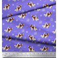 thumbnail image 2 of Soimoi Purple polyester Crepe Fabric Bird,Paw & Cocker Spaniel Dog Print Fabric by Yard 42 Inch Wide, 2 of 3