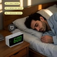 thumbnail image 2 of Digital Alarm Clock with Dual Alarms (7-5-2 Mode), Large 1.4" LED Display, USB-C & Battery Powered, Indoor Temperature (°C/°F), 4-Level Brightness, 2-Level Night Light - White, 2 of 10