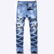 Amzcrzy Jeans for Men Men's New Fashion Have Pockets Button Zipper Personality Denim Trend Jeans Men's Pants Pants for Men Men's Clothing Mens Jeans Slacks for Men
