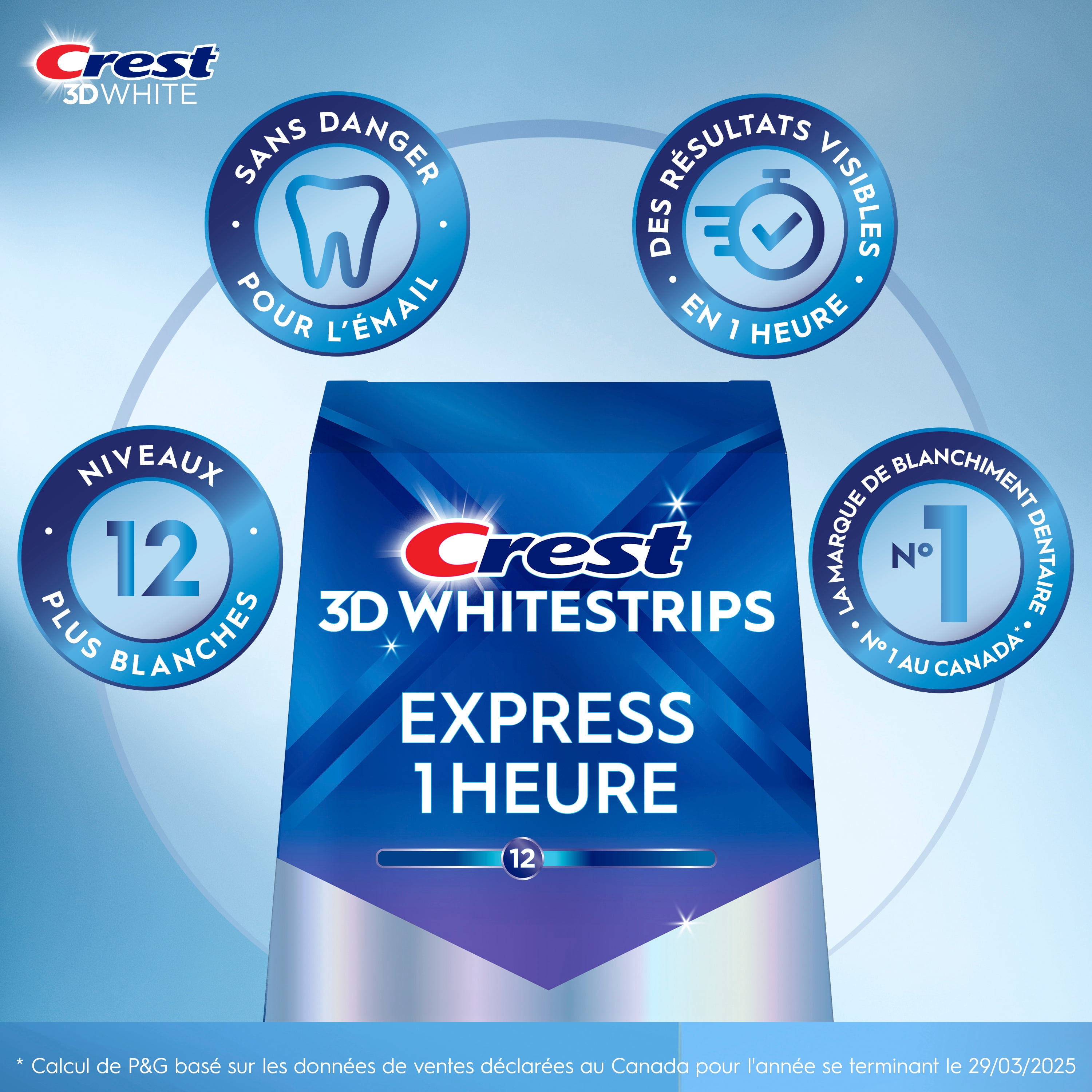 Crest 3D Whitestrips 1 Hour Express At-home Teeth Whitening Kit, 10 Treatments, 12 Levels Whiter