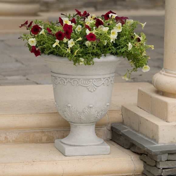 Noble House Moroccan Urn Planter for Indoor & Outdoor Use,Versatile Classic Style Patio Garden Living Room Decoration,No Assembly,Antique White
