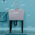 thumbnail image 4 of Cuve Utilitaire pour Évier à Lessive avec Robinet à Haut Arc en Acier Inoxydable à Bec Rétractable par JS Jackson Supplies, Éviers Robustes avec Trousse d'Installation pour Salle de Lavage, Atelier, sous-Sol, Garage, Lavabo à Pente, Cuve Grise, 4 of 4