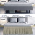 thumbnail image 3 of PiccoCasa Polyester Brushed Bed Skirt with Elastic Dust Ruffles 16" Drop, Full Khaki, 3 of 8