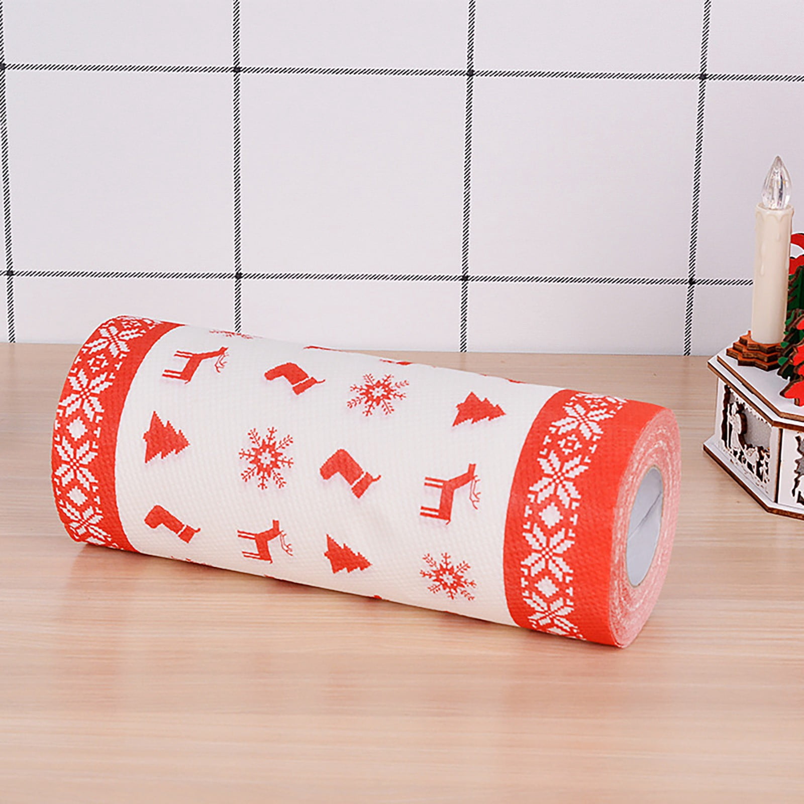 WIFKLSIIPG Christmas Paper Towels Kitchen Christmas Papertowels Oil Absorption and Xmas Paper Towels for Party Table Grease Proof Food Paper Food Snacks Paper Disposable Cleaning