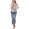 thumbnail image 2 of INSPIRE CHIC Women's Ruffle Collar Long Sleeve Button Down Floral Shirt, 2 of 7