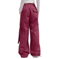 thumbnail image 5 of Timegard Hiking Pants for Women Cargo Pants Wide Leg Elastic Waisted Drawstring Athletic Trousers with Pockets, 5 of 5
