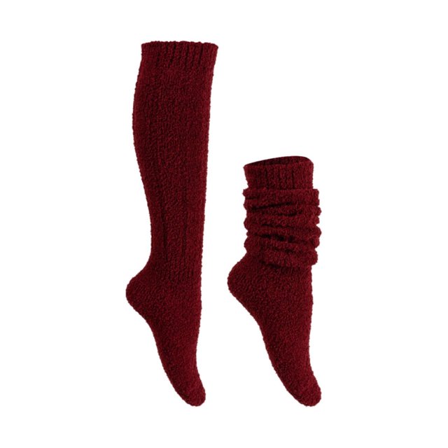 WTXUE Chaussettes Quart, Chaussettes Décontractées pour Femmes Chaussettes Épaisses Hiver Extra Épaisses et Chaussettes Lune Automne et Hiver Chaudes Bas de Maison Rouges