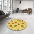 thumbnail image 4 of Ahgly Company Machine Washable Indoor Round Transitional Banana Yellow Area Rugs, 6' Round, 4 of 7