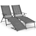 thumbnail image 1 of Costway Ensemble de 2 Chaises Longues Pliantes de Patio avec Dossier Inclinable à 6 Niveaux Gris, 1 of 9