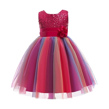 Cameland Toddler Girls Color Net Yarn Bowknot Birthday Party Flowers Gown Kids Dresses