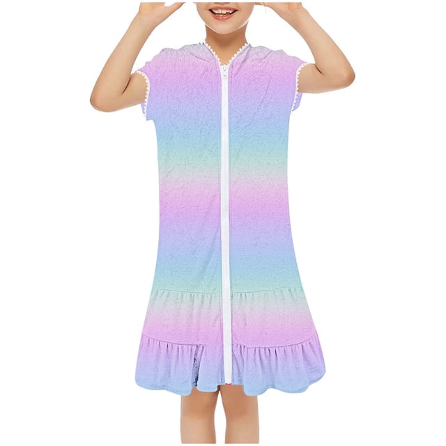 LSLJS Cache-Maillot pour Filles Cache-Maillot pour Enfants Fermeture Éclair Robe de Maillot de Bain de Plage Vêtements d'Été Vêtements pour Enfants Tendance 2024