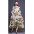 thumbnail image 2 of Bimba Robe Anarkali Blanche à Imprimé Floral Rose pour Femmes, Col Mandarin, Kurtis Indiens, Kurta Asymétrique - XX-Grand, 2 of 5