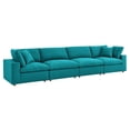 thumbnail image 1 of Modway Commix 4 Piece Down Filled Overstuffed Sectional Sofa Set in Teal, 1 of 5
