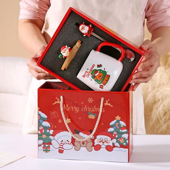 ABPWLY Tasse Cadeau de Noël avec Couvercle Cuillère Grande Valeur Père Noël Renne Tasse en Céramique Liquidation Cadeau Canada Days Maison et Cuisine Noël