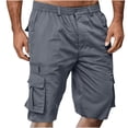 thumbnail image 1 of Pisexur Half Shorts Pants Men Casual Button Zipper Solid Knee Length Cargo Pants With Pocket Straight Button Zipper Shorts, 1 of 7