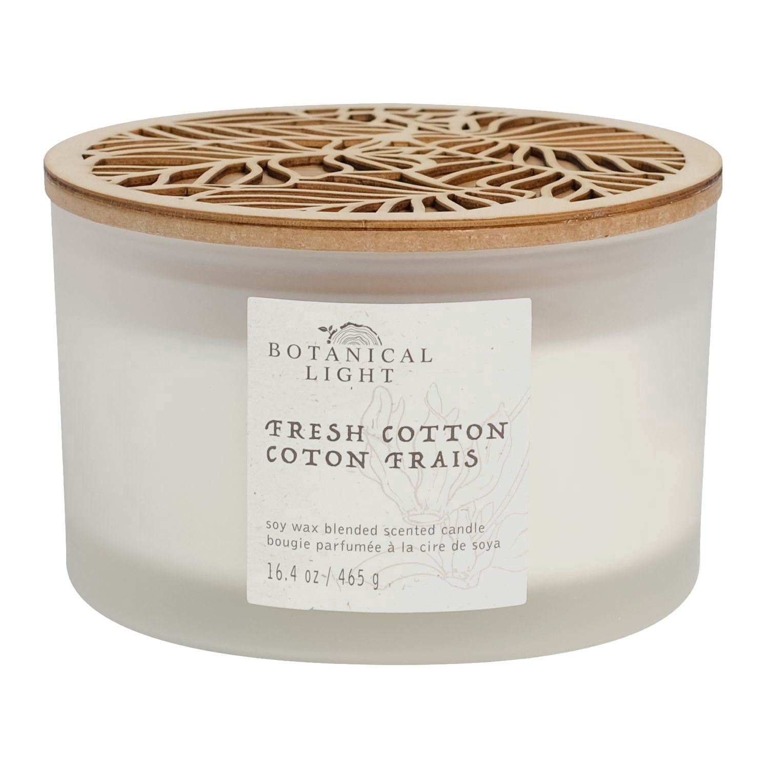 Botanical Light 16.4OZ Fresh cotton Soy Wax Blended Scented Candle,3 wick