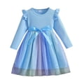 thumbnail image 1 of WUANDIXFA Robe d'Automne Robe Tutu pour Tout-Petit Robe de Fête à Manches Longues en Chiffon pour Petite Fille Automne et Printemps Bleu, 1-2 Ans, 1 of 6