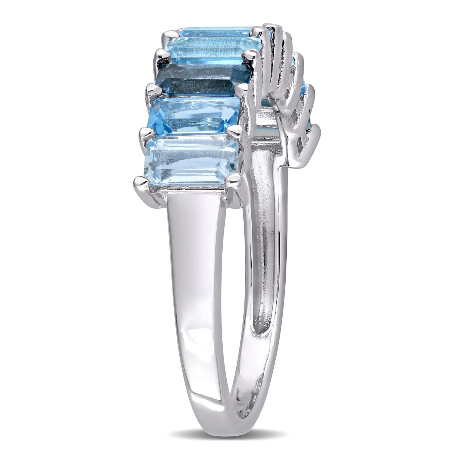 Bague semi-éternité Miabella avec 2-1/2 CT PBT de topaze bleue en argent sterling