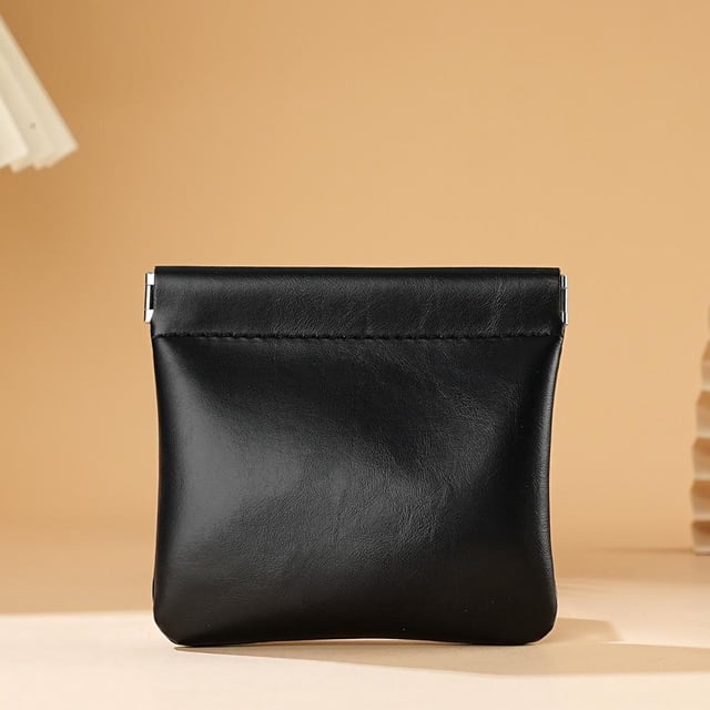 Feltree Portable Coin PouchAutomatic Closure Coin PurseFaux Leather OrganizerBagCash Pouch for Carrying Coin Convenient Jewelry Pouch
