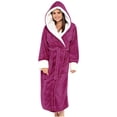 thumbnail image 1 of Gift TIMIFIS Pinks Women Hooded Plush Soft Robe Warm Fleece Bathrobe Warm Fleece Winter Robe, Long Soft Plush Cozy Spa, Resort & Hotel Bathrobe BathrobeFlash, 1 of 5