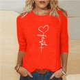 thumbnail image 1 of Jsaierl Chemises Foi de Jésus pour Femmes Croix Chrétienne Graphique Manches 3/4 Hauts Décontractés Col Rond Blouses Tuniques Classiques Tendance, 1 of 5