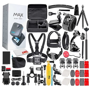 GoPro MAX 360 2025 Waterproof Action Camera with 50-Piece DigiNerds Accessory Kit and 64GB Card, Dual-Lens 5.6K Spherical Video