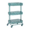 thumbnail image 1 of Distressed Turquoise Metal Three-Tier Cart, 1 of 7