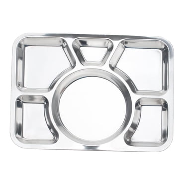 Assiette Compartimentée en Acier Inoxydable à 6 Sections Plateau pour Lunch et Aliments Assiette de Séparation