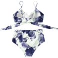 thumbnail image 2 of Maillot de Bain 2 Pcs pour Femmes Taille Haute Croisée à Fleurs, 2 of 4