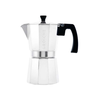 GROSCHE MILANO Stovetop Espresso Maker, Moka Pot, 9 Espresso Cups, Silver
