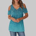 thumbnail image 1 of Soki Women's Off Shoulder Tee Clearance Blouses Short Sleeved V-Neck Fashionable Tops, 1 of 6