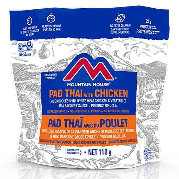 Mountain House Pad Thai with Chicken Pouch | Freeze Dried Backpacking & Camping Food | Survival & Emergency Food | Gluten-Free | Entree Meal | Easy To Prepare | Delicious And Nutri