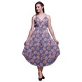 thumbnail image 1 of Bimba Robe Midi à Cordon Imprimée Florale pour Femmes, Bretelles Spaghetti, Tenue de Plage-Moyenne, 1 of 1