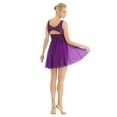 thumbnail image 2 of RUNQHUI Robe de Danse en Chiffon pour Femmes, Superposition de Justaucorps, Robe Courte, Danse Lyrique, Violet 3TG, 2 of 7