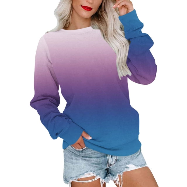 50 % de Rabais Liquidation Chandail Surdimensionné pour Femmes 2023 Col Rond Mode Décontractée Manches Longues Imprimé Chandail Hauts Blouse