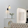 thumbnail image 4 of 1-Light Matte Black Swing Arm Plug-In or Hardwire Wall Sconce with White Fabric Shade, 4 of 6