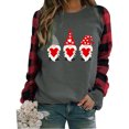 thumbnail image 1 of xiaxaixu T-shirt Imprimé de Noël pour Femmes Pull-Over Patchwork à Manches Longues, 1 of 8