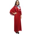 thumbnail image 1 of Bimba Robe Maxi Ample Bordeaux Décontractée pour Femme à Manches Évasées avec Pompons et Foulard - 18, 1 of 6