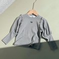 thumbnail image 4 of vdgthytj Toddler Baby Girls Long Sleeve Shirts Cute Ruffle Bowknot Embroidered Crew Neck Basic Tops Layering Tees, 4 of 4