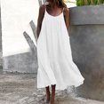 thumbnail image 1 of zanvin Robes boho pour Femmes, Robe Maxi d'Été pour Femmes Décontractée boho Sans Manches à Bretelles Spaghetti, Smockée, à Étages, Longue, de Plage, Soleil, pour Invitée de Mariage, Blanc, 1 of 4