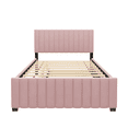 thumbnail image 3 of Lit Plateforme Pleine Grandeur Rembourré en Velours avec Tiroir-Lit Simple, Rose, 3 of 10