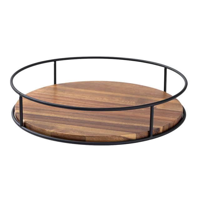 suyin Wooden Rotating Tray Spice Rack Pantry Cabinet Turntable With Base Storage Bin Kitchen Organizer For Seasoning Cosmetic Storage