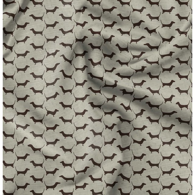 Soimoi Poly Georgette Fabric Dachshund Dog Print Fabric by The Yard 42 Inch Wide