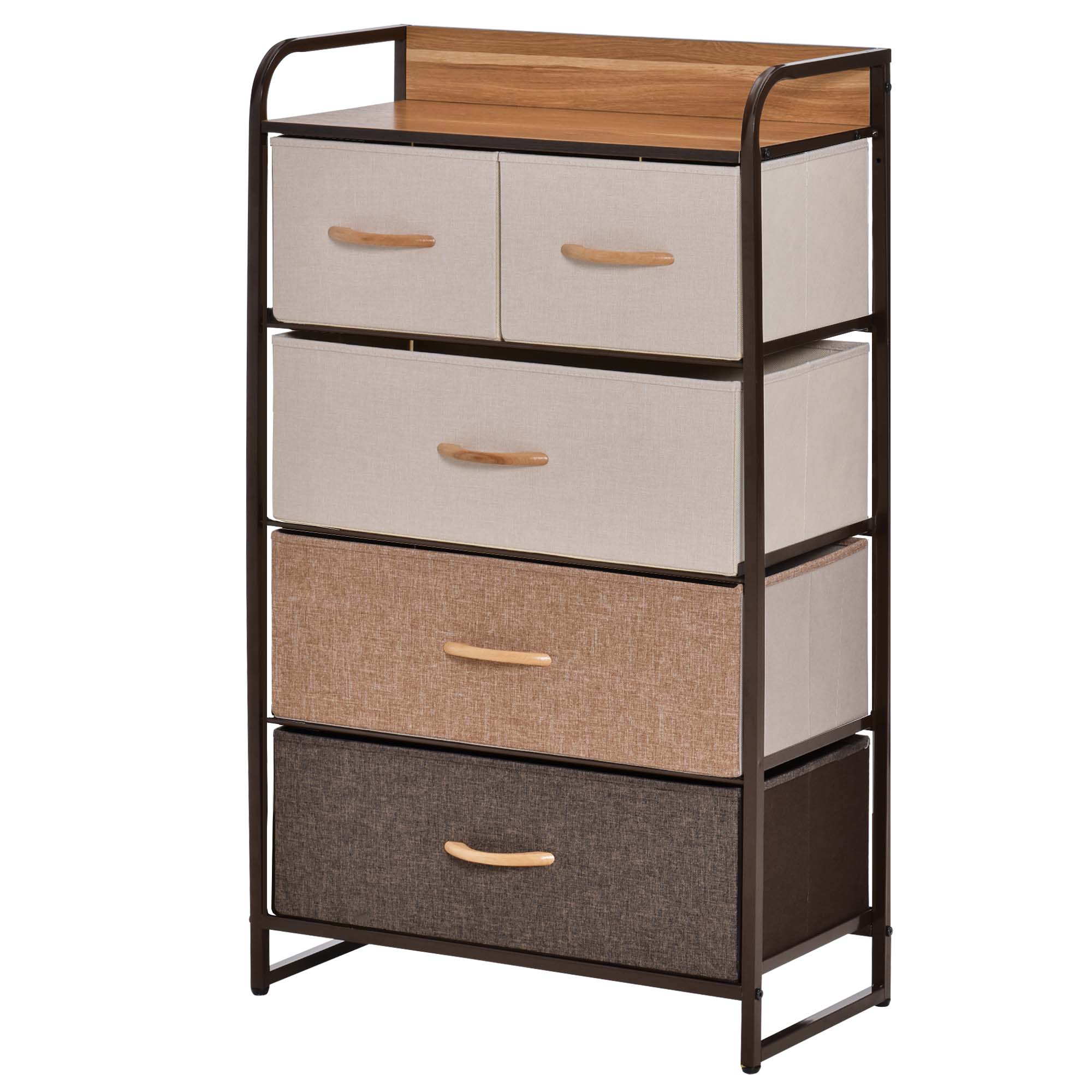 CoSoTower Dresser for Bedroom with 5 Drawers, Chest of Drawers with Metal Frame, Fabric Dresser for Living Room, Multi-Coloured