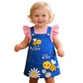 thumbnail image 1 of FYDUU Robe en Denim Décontractée pour Tout-Petites Filles Bébé Imprimée Mignonne à Col Rond à Manches Volantées Salopette Ludique pour Fillette Robe d'Été Décontractée Robe de Fête Robe d'Été, 1 of 9