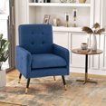 thumbnail image 2 of Costway Fauteuil d'Appoint en Tissu de Lin Fauteuil Moderne une Place avec Pieds en Métal Solides Bleu, 2 of 8
