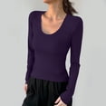 thumbnail image 2 of Lmnyox T-Shirt à Col Rond pour Femmes Manches Longues Décontracté Mode Basique Automne Hiver, 2 of 4