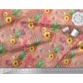 thumbnail image 3 of Soimoi Orange Poly Georgette Tissu Lys & Pin Fruits Tissu Imprimé par la Cour 52 Pouces de Large, 3 of 3