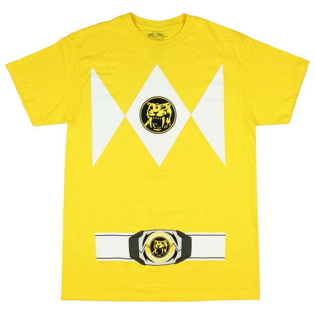 Power Rangers Men's Costume Short Sleeve Yellow T-Shirt (Medium)